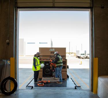 Safety and PPE gearing up for a rack repair, Tracy, California